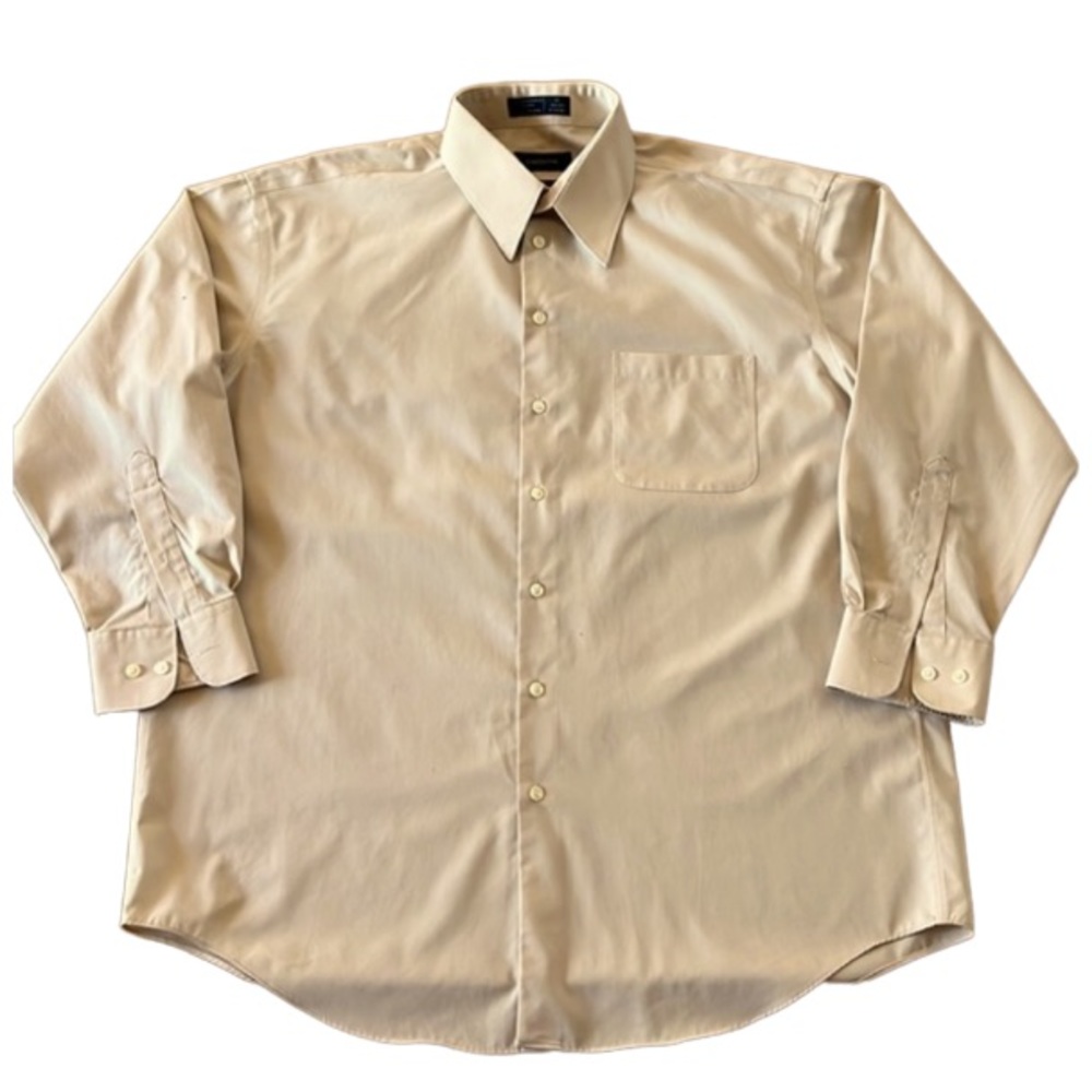 CLAIBORNE MEN X-LARGE CLASSIC FIT DRESS SHIRT CREAM WRINKLE FREE 100% COTTON